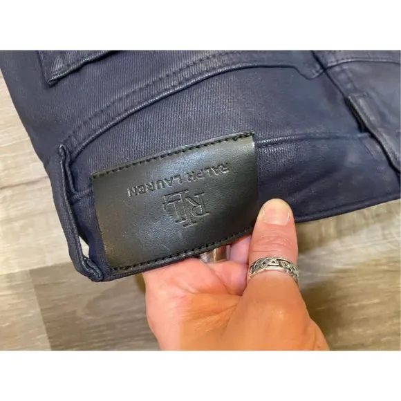 Lauren Ralph Lauren Coated Mid-Rise Straight Ankle Blue Jeans, Size 6P, MP $175