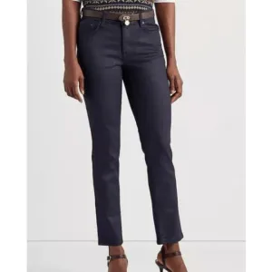 Lauren Ralph Lauren Coated Mid-Rise Straight Ankle Blue Jeans, Size 6P, MP $175