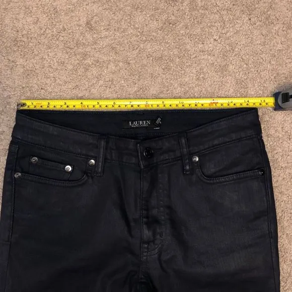 Lauren Ralph Lauren Coated Mid-Rise Straight Ankle Blue Jeans, Size 6P, MP $175