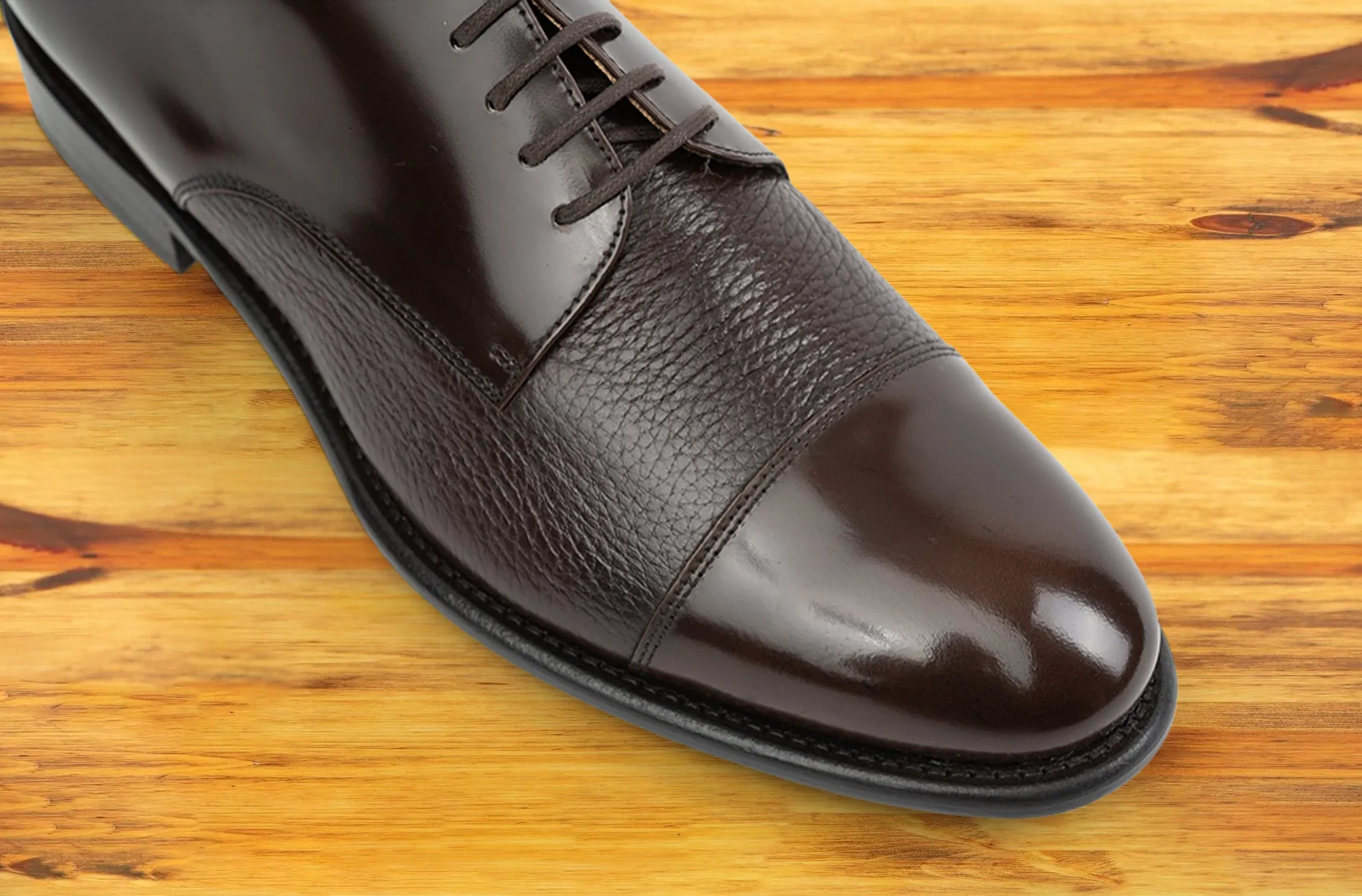 Lauro Calzoleria Toscana Cordovan Calf/Deerskin Cap Toe