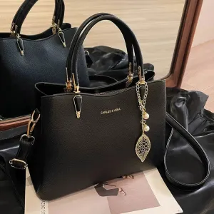 Leaf Pendant Leather Handbag