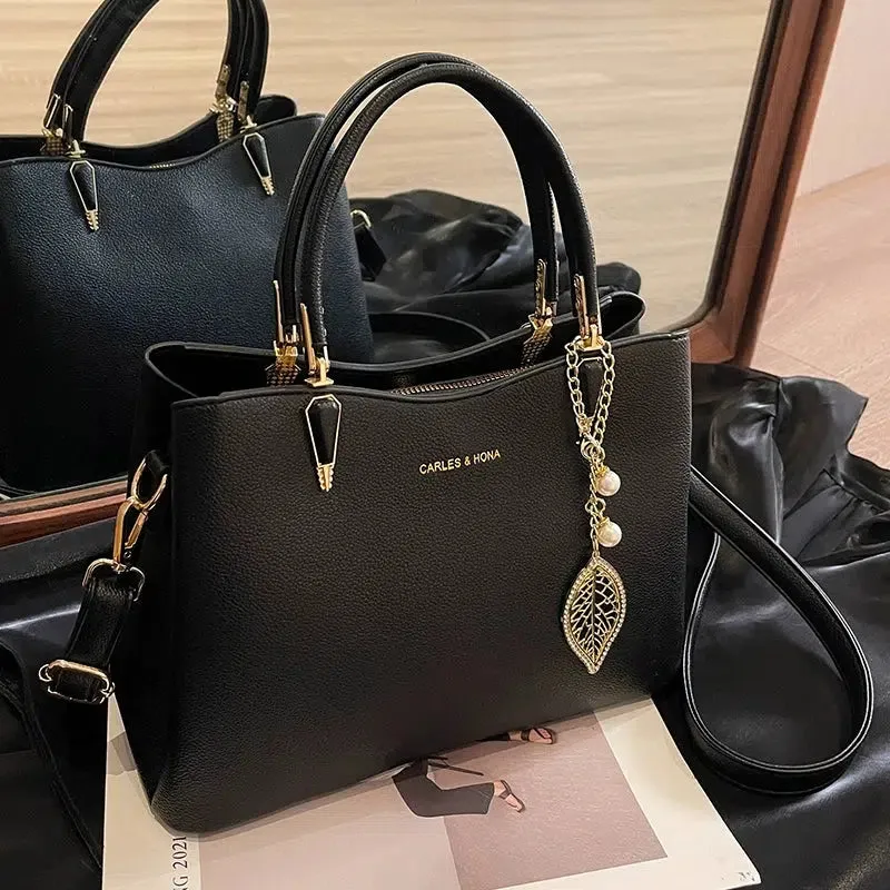 Leaf Pendant Leather Handbag
