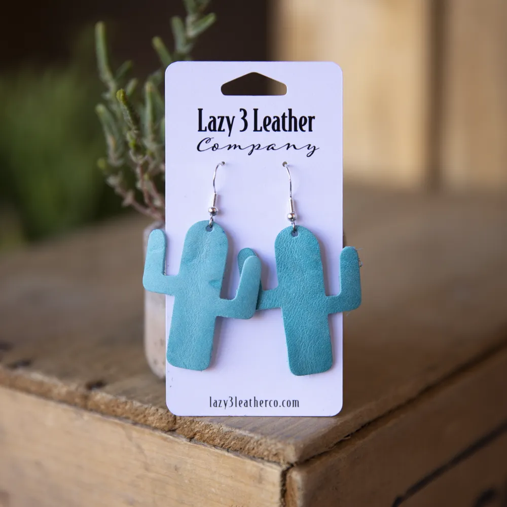 Leather Cactus Earrings