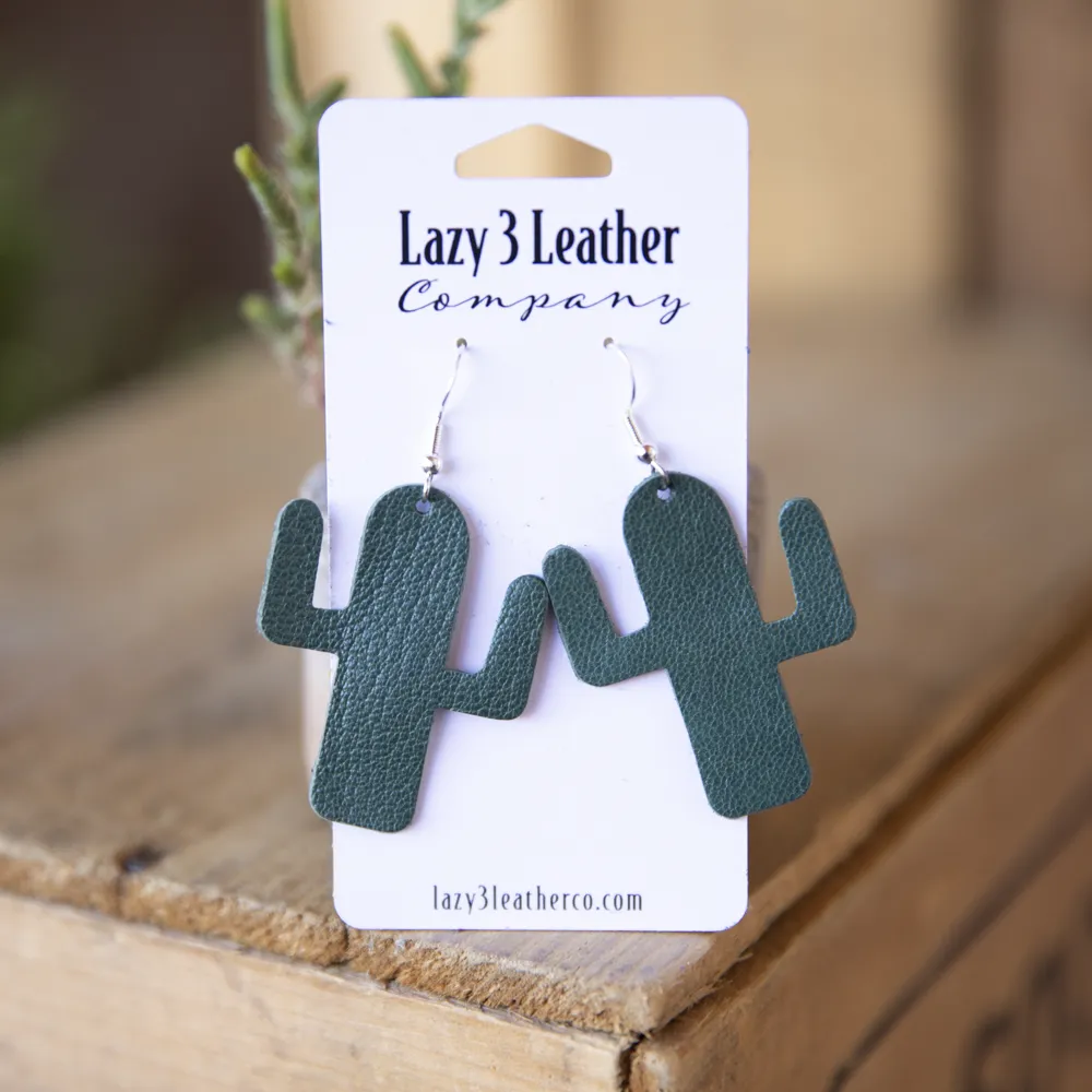 Leather Cactus Earrings
