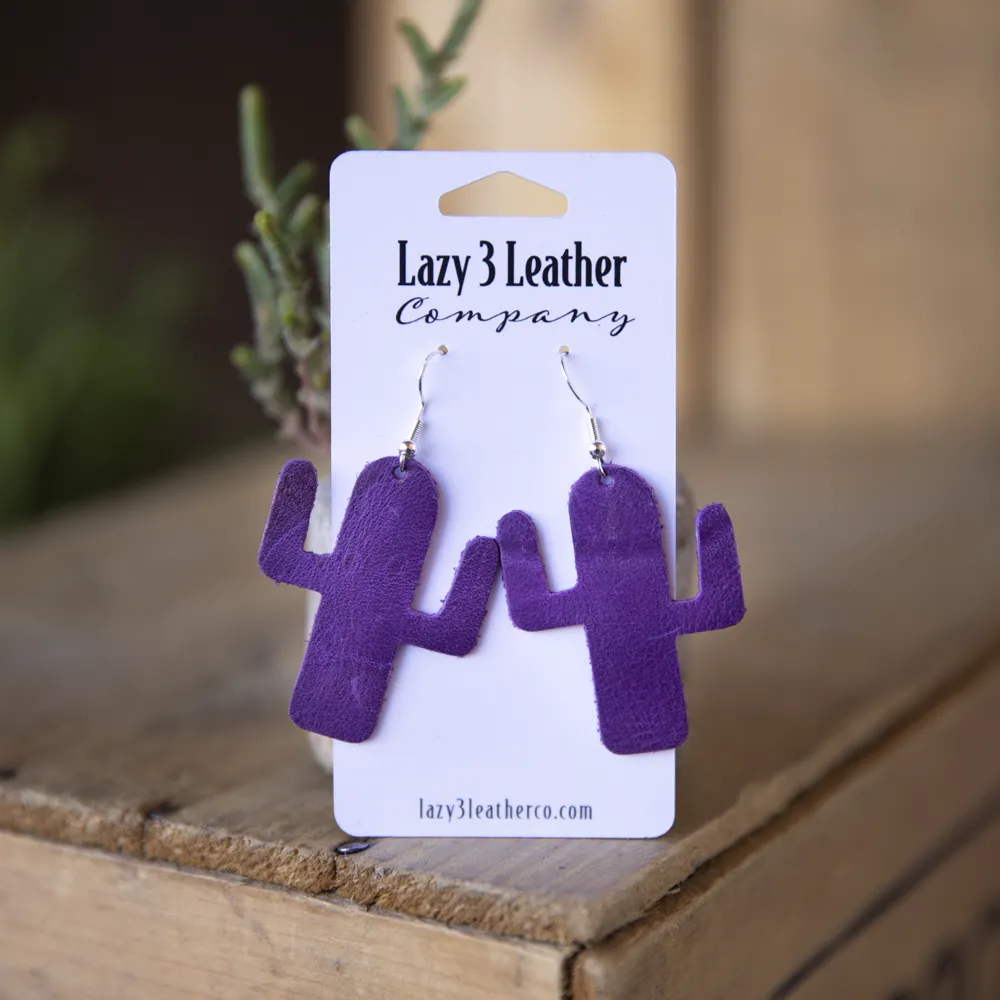 Leather Cactus Earrings
