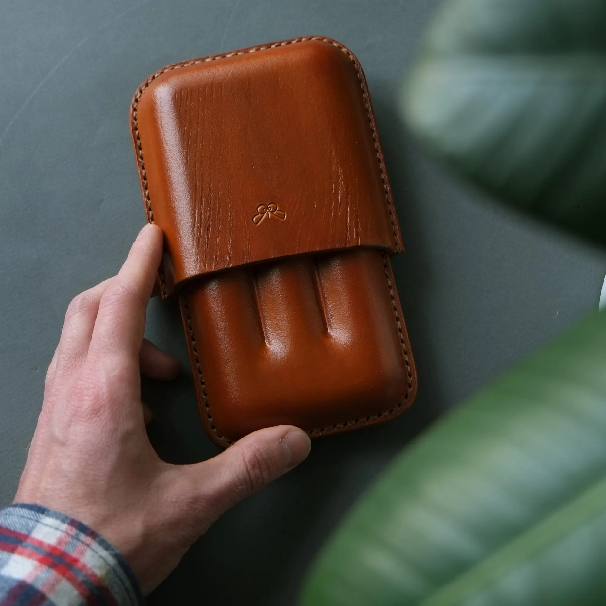 LEATHER CIGAR CASE / BLUE