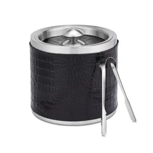 Leather Ice Bucket with Tongs