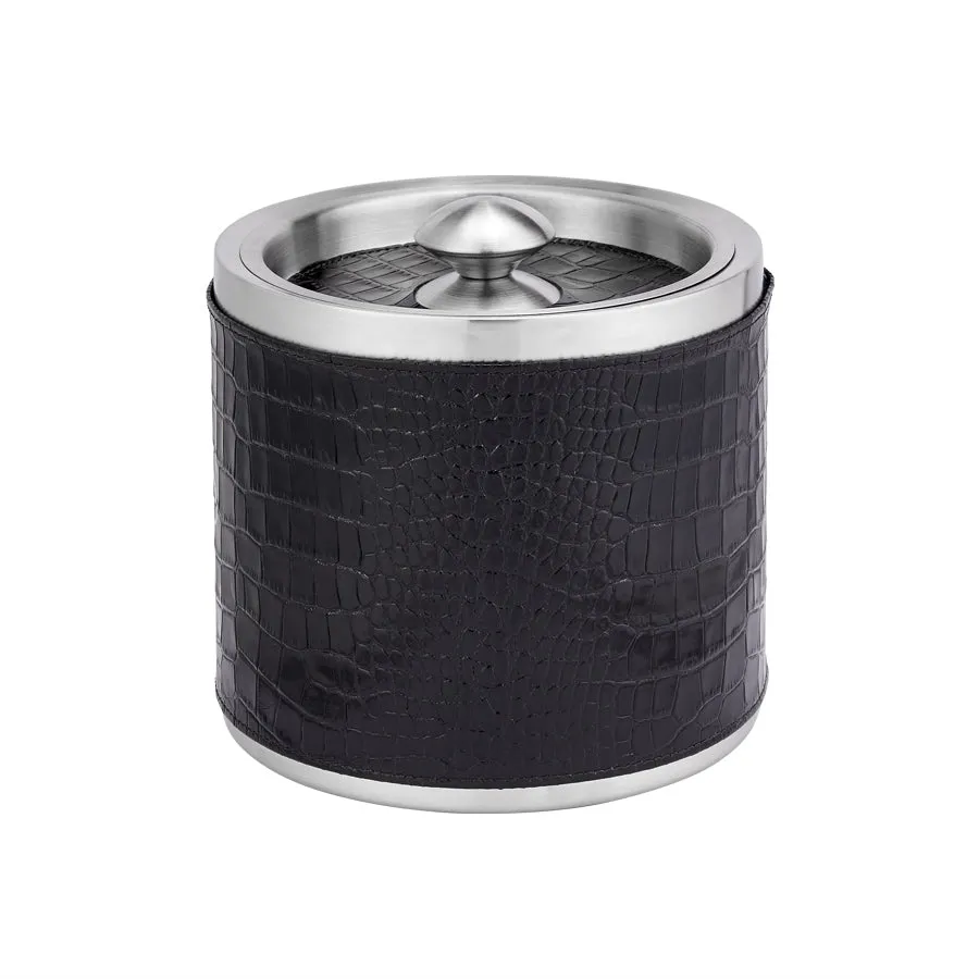 Leather Ice Bucket with Tongs
