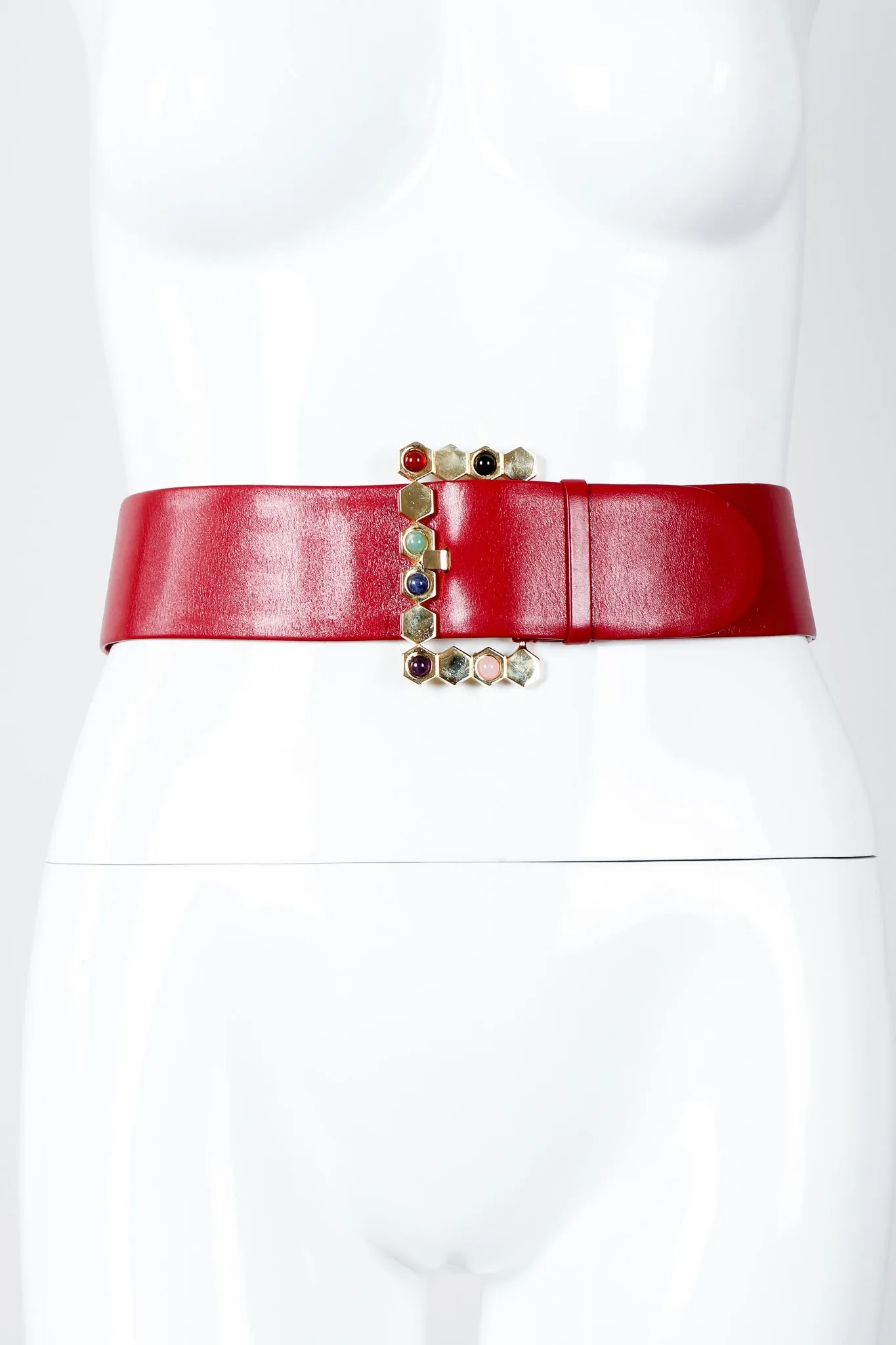 Leather Jeweled Buckle Belt