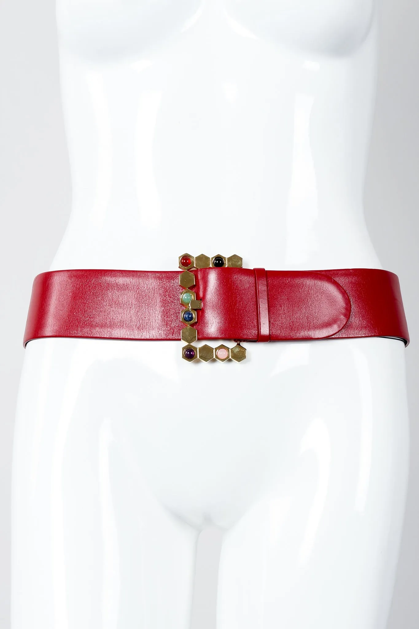 Leather Jeweled Buckle Belt