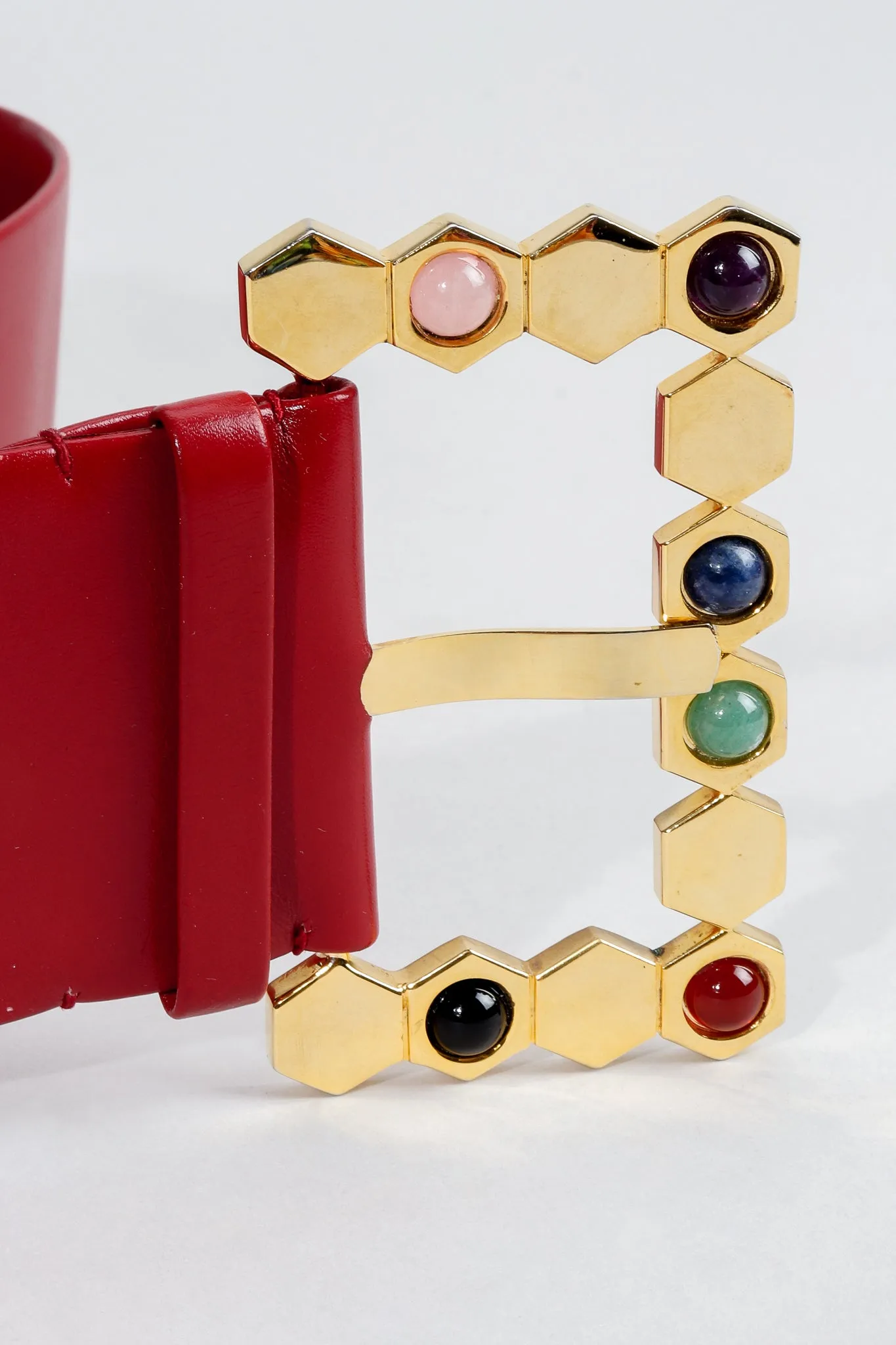 Leather Jeweled Buckle Belt