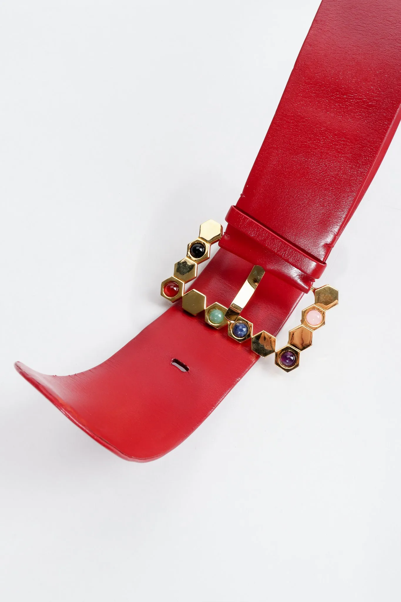 Leather Jeweled Buckle Belt