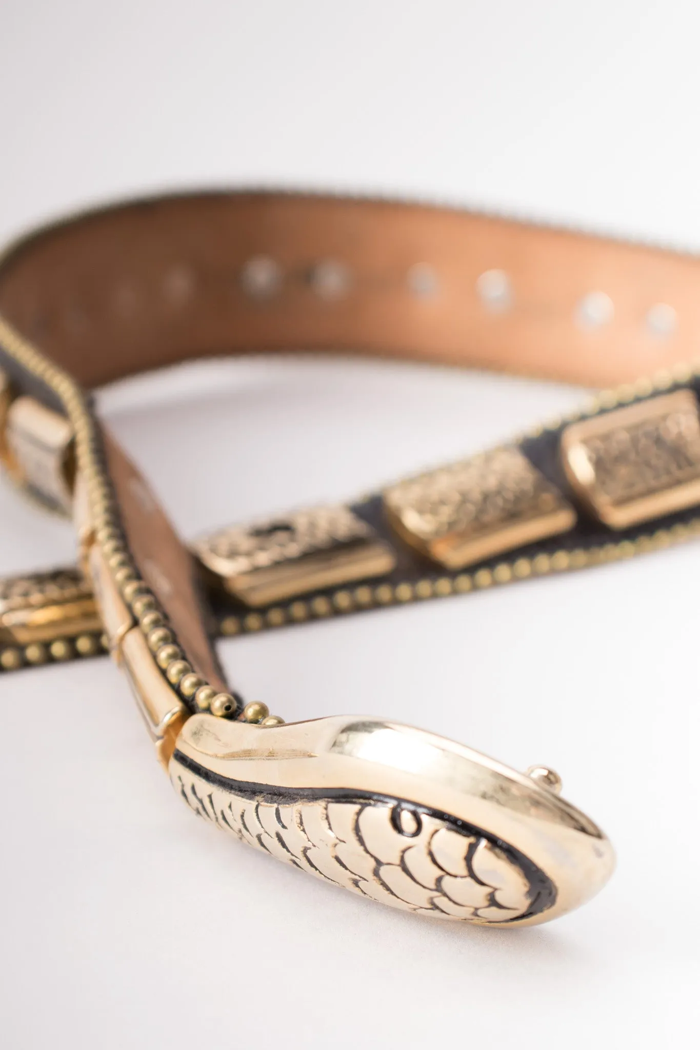 Leather Metal Snake Belt