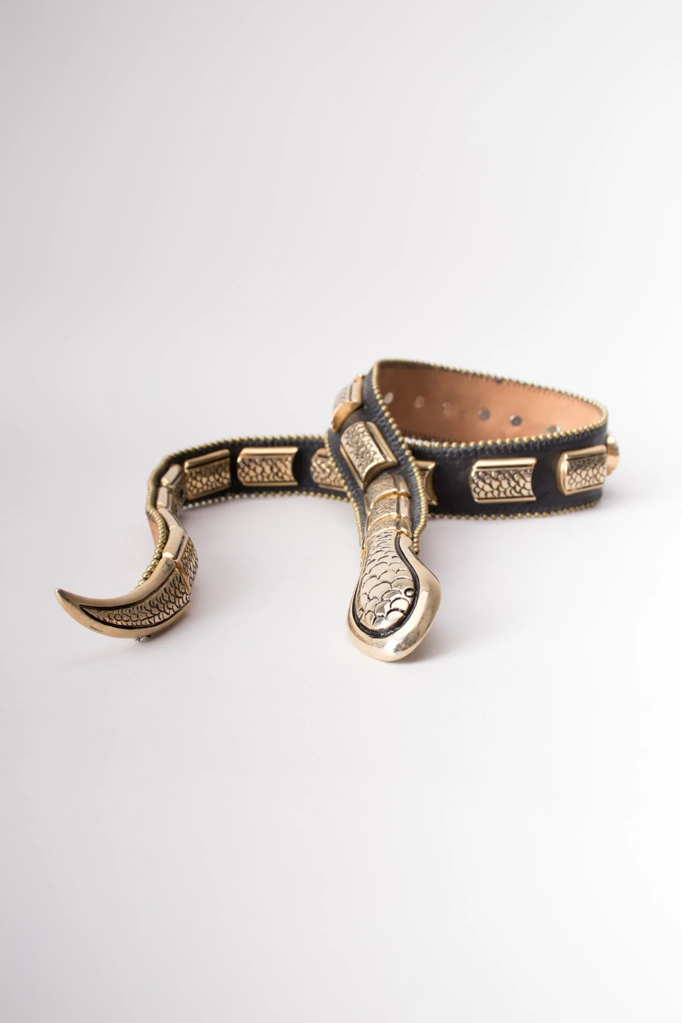 Leather Metal Snake Belt