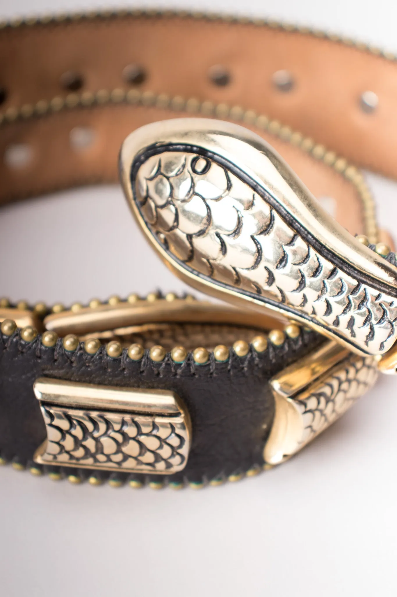 Leather Metal Snake Belt