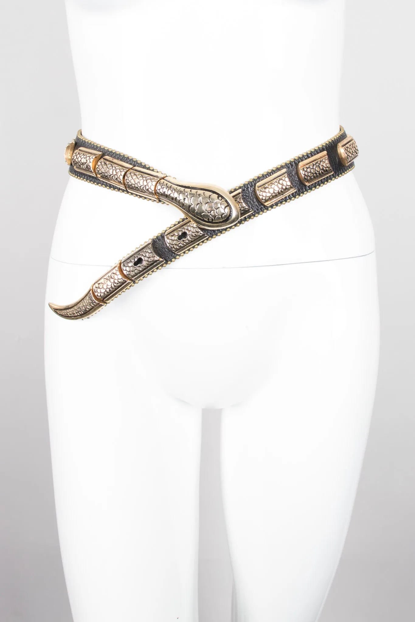Leather Metal Snake Belt