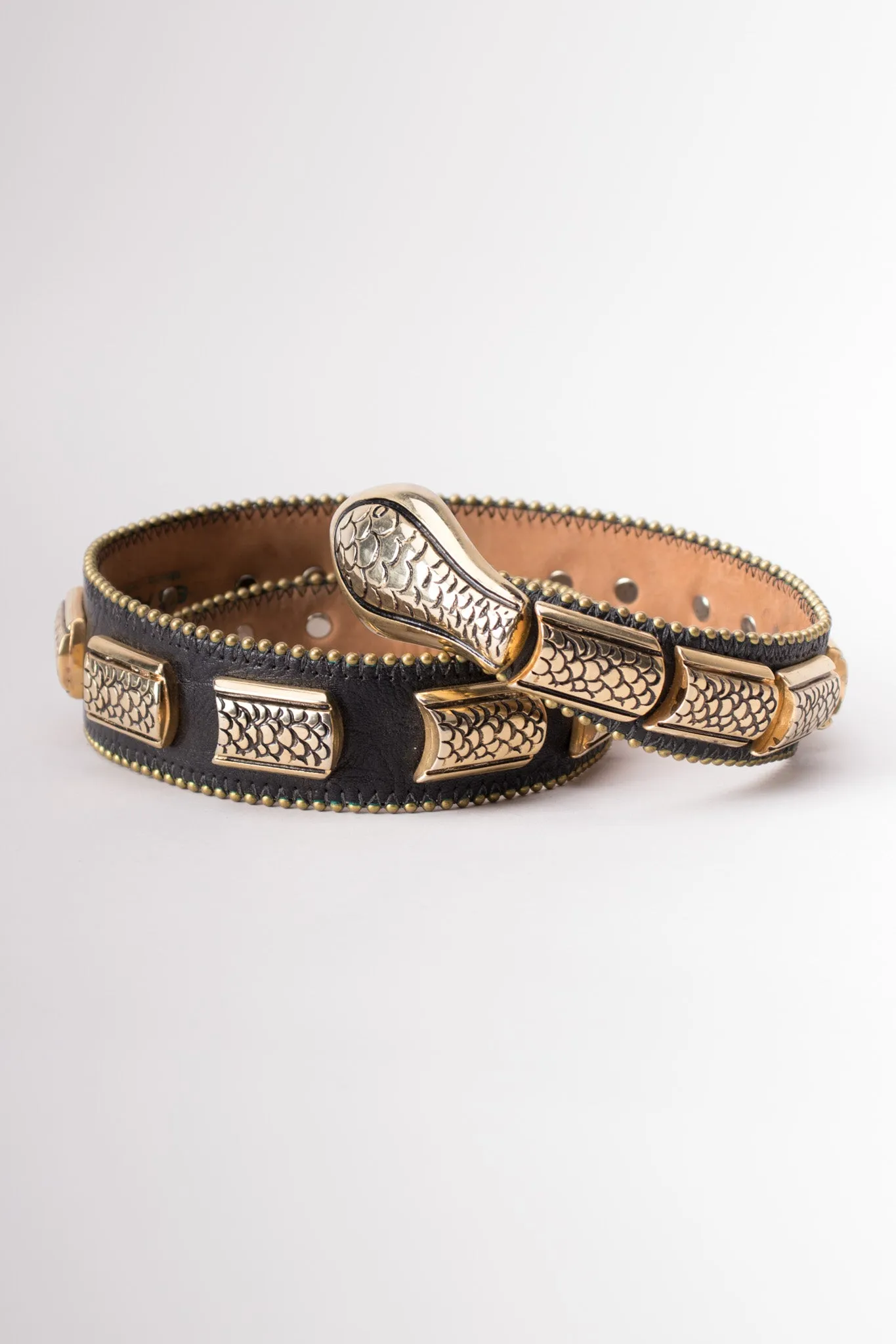 Leather Metal Snake Belt