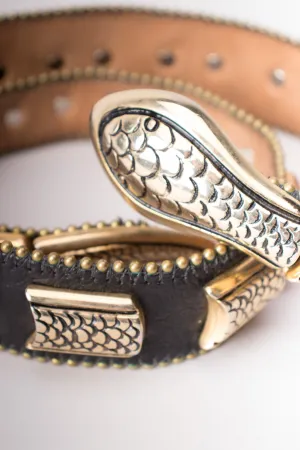 Leather Metal Snake Belt