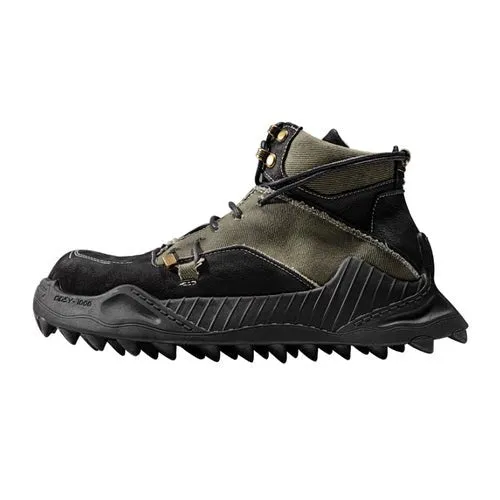Leather patchwork mid-top high-end niche men's shoes