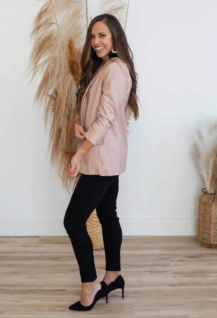 Leather Ruched Blazer