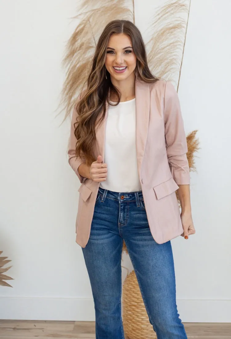 Leather Ruched Blazer