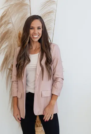 Leather Ruched Blazer
