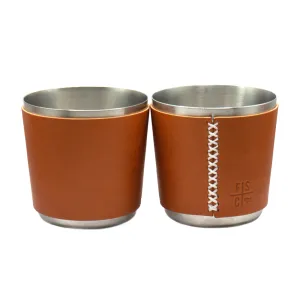 Leather Wrapped Tumbler Set