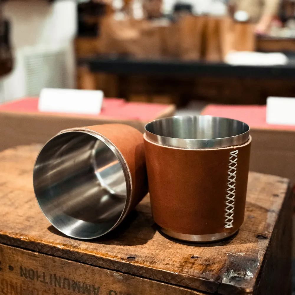 Leather Wrapped Tumbler Set