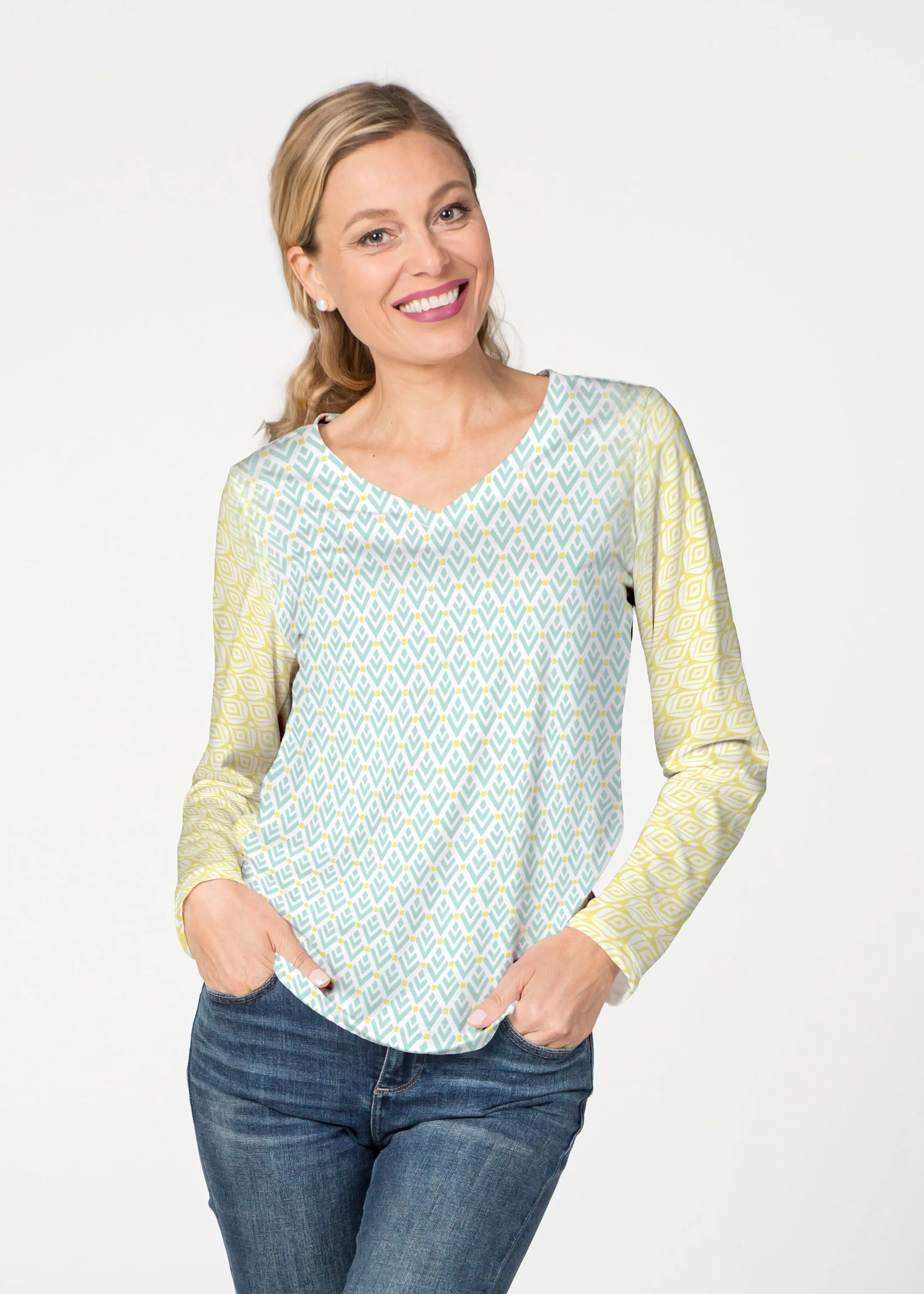 Lemon Drop (13575) ~ French Terry V-neck Top