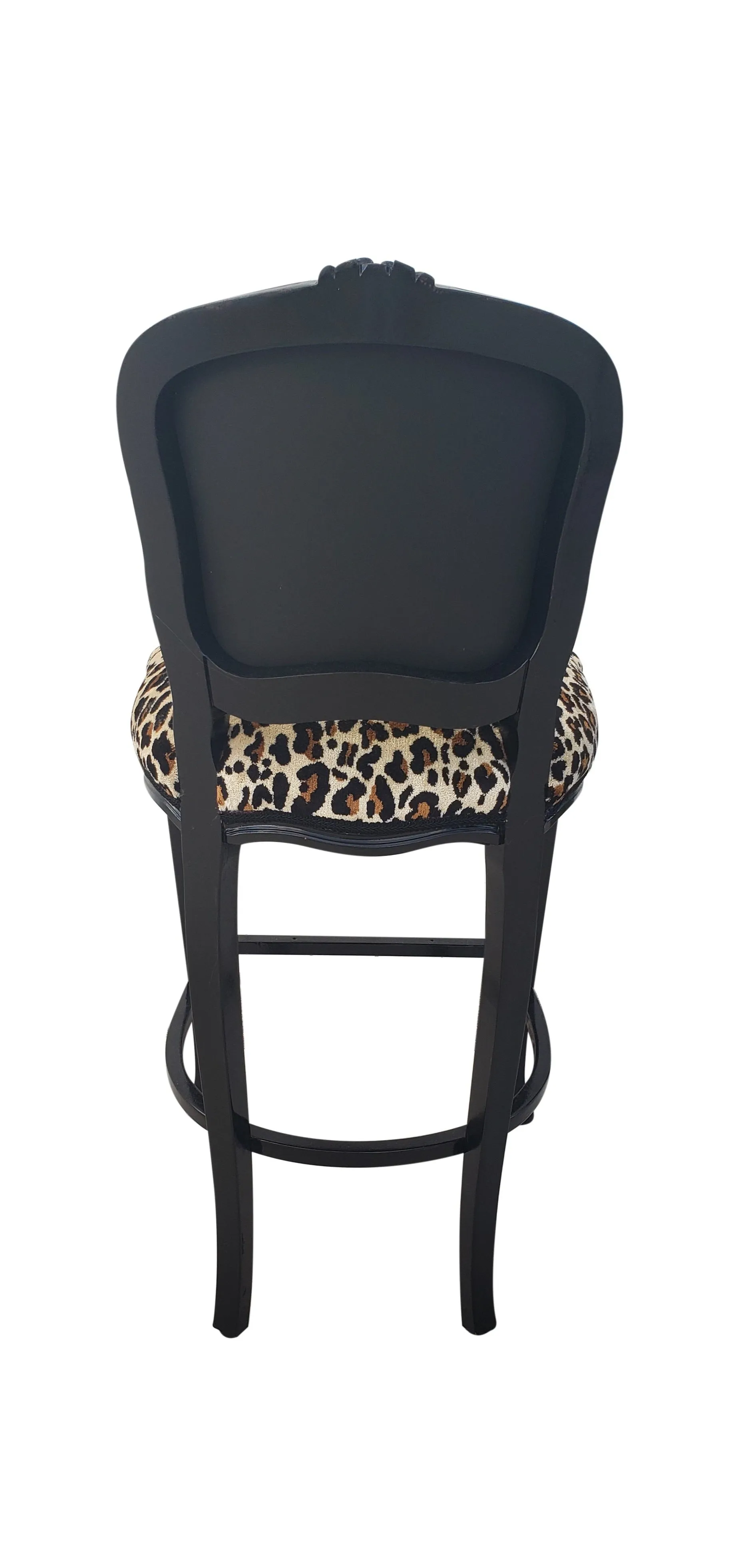 Leopard Bar Chairs - Baroque Louis XV Style Barstools - Pair