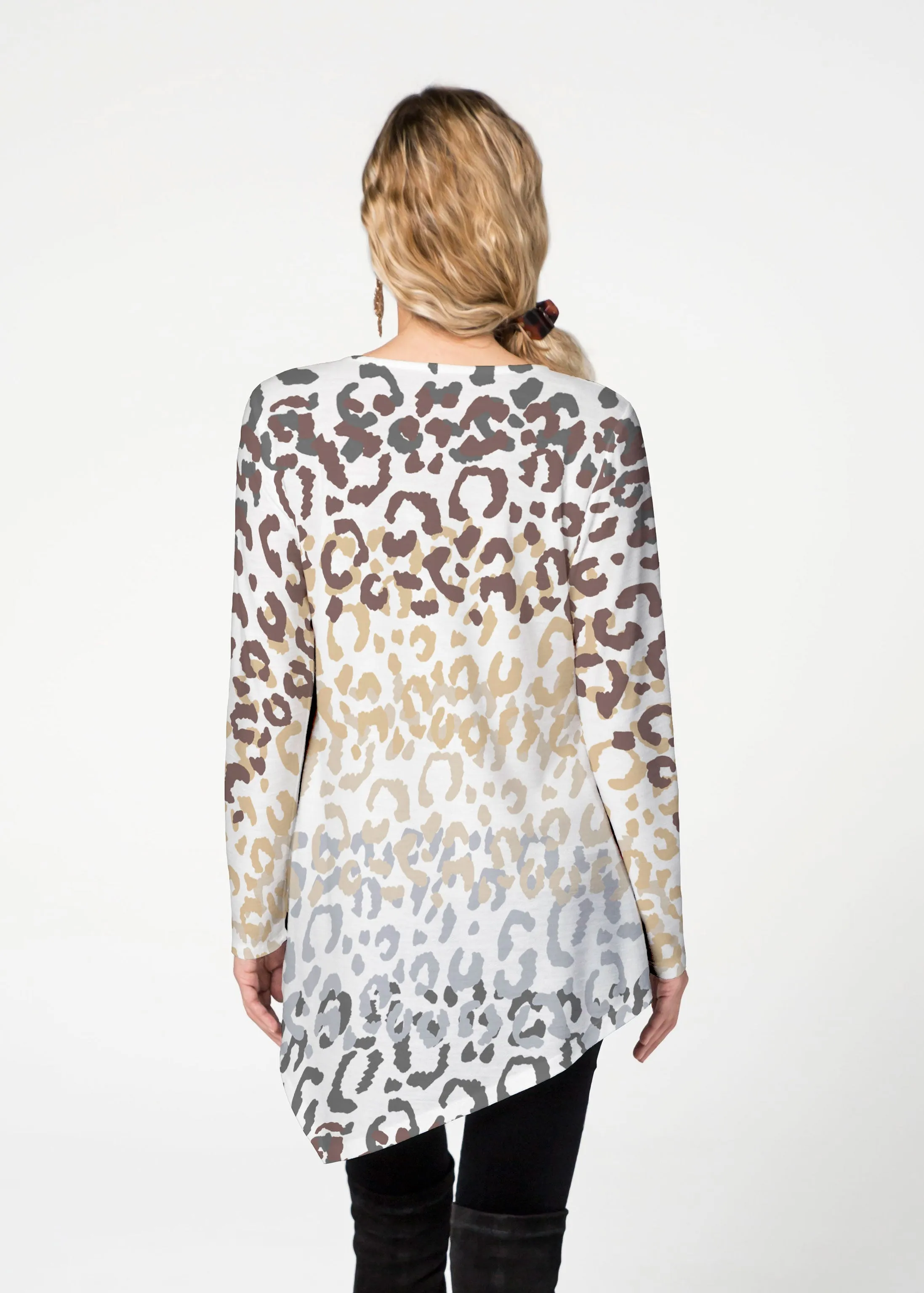 Leopard Ombre (7845) ~ Asymmetrical French Terrry Tunic
