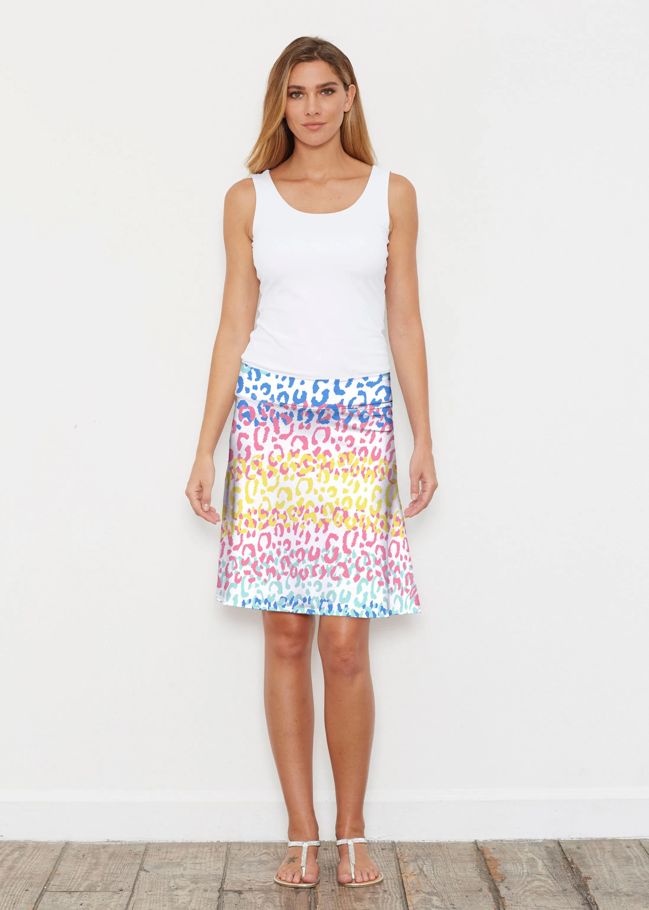 Leopard Ombre Rainbow (7899) ~ Silky Brenda Skirt 21 inch