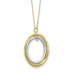 Leslie 10k Two Tone Gold Polished Oval Necklace