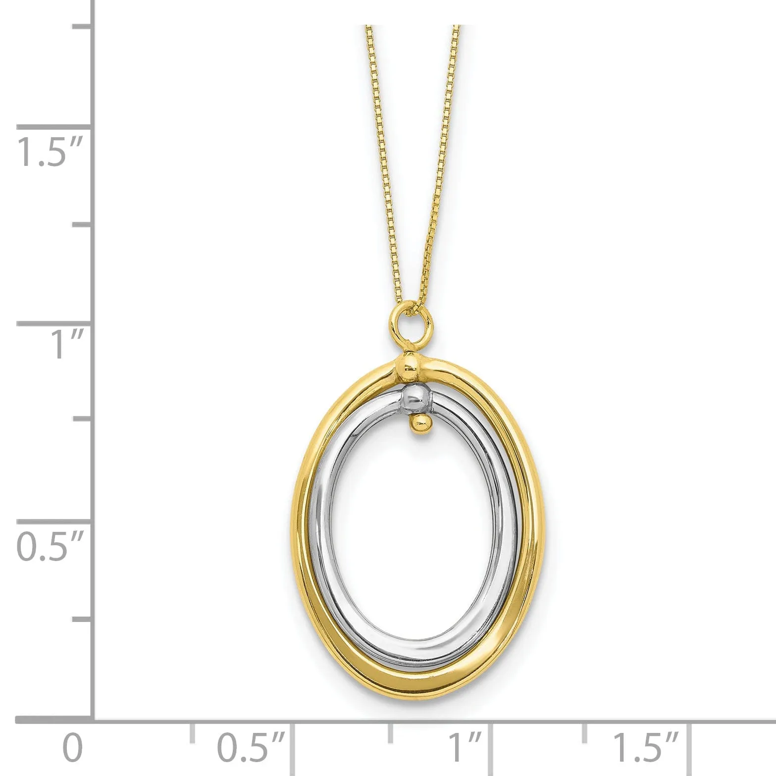 Leslie 10k Two Tone Gold Polished Oval Necklace