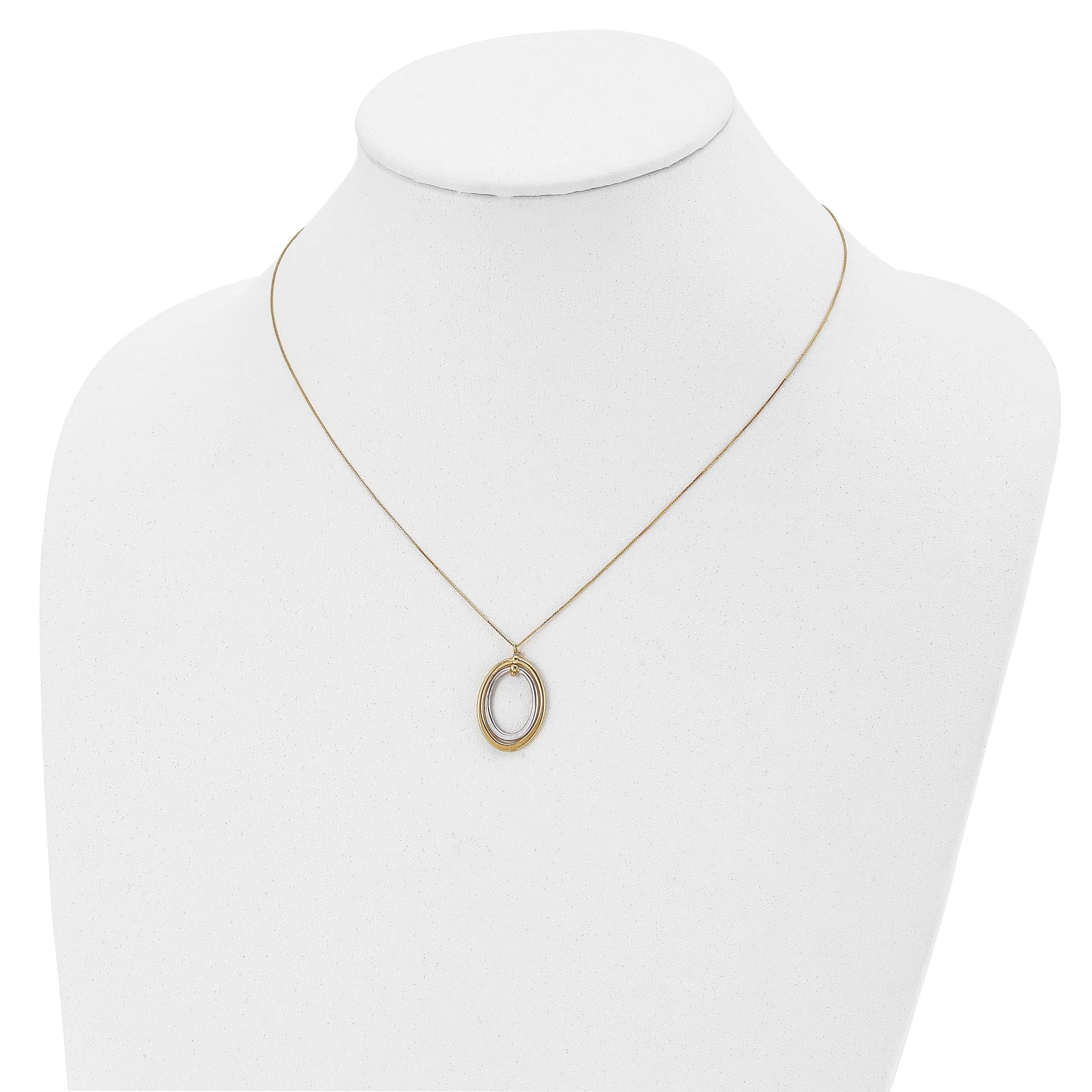 Leslie 10k Two Tone Gold Polished Oval Necklace
