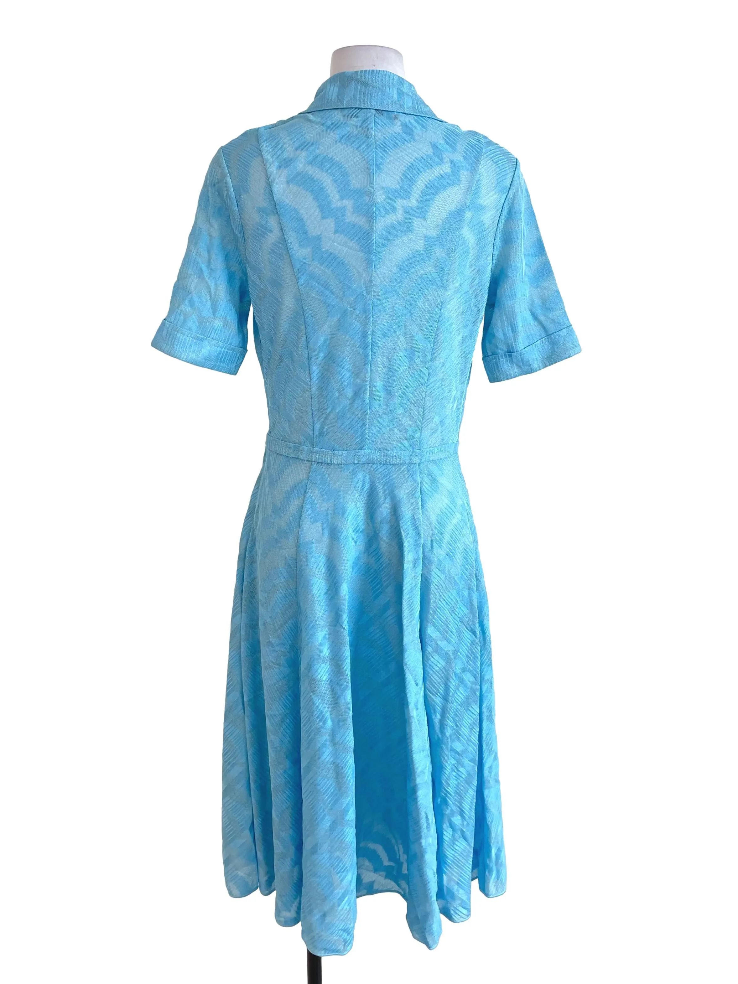 Light Blue Knit Retro Shirt Dress