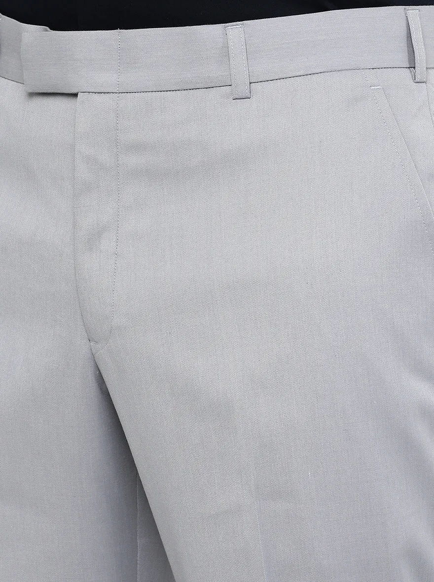 Light Grey Solid Classic Fit Formal Trouser | JadeBlue
