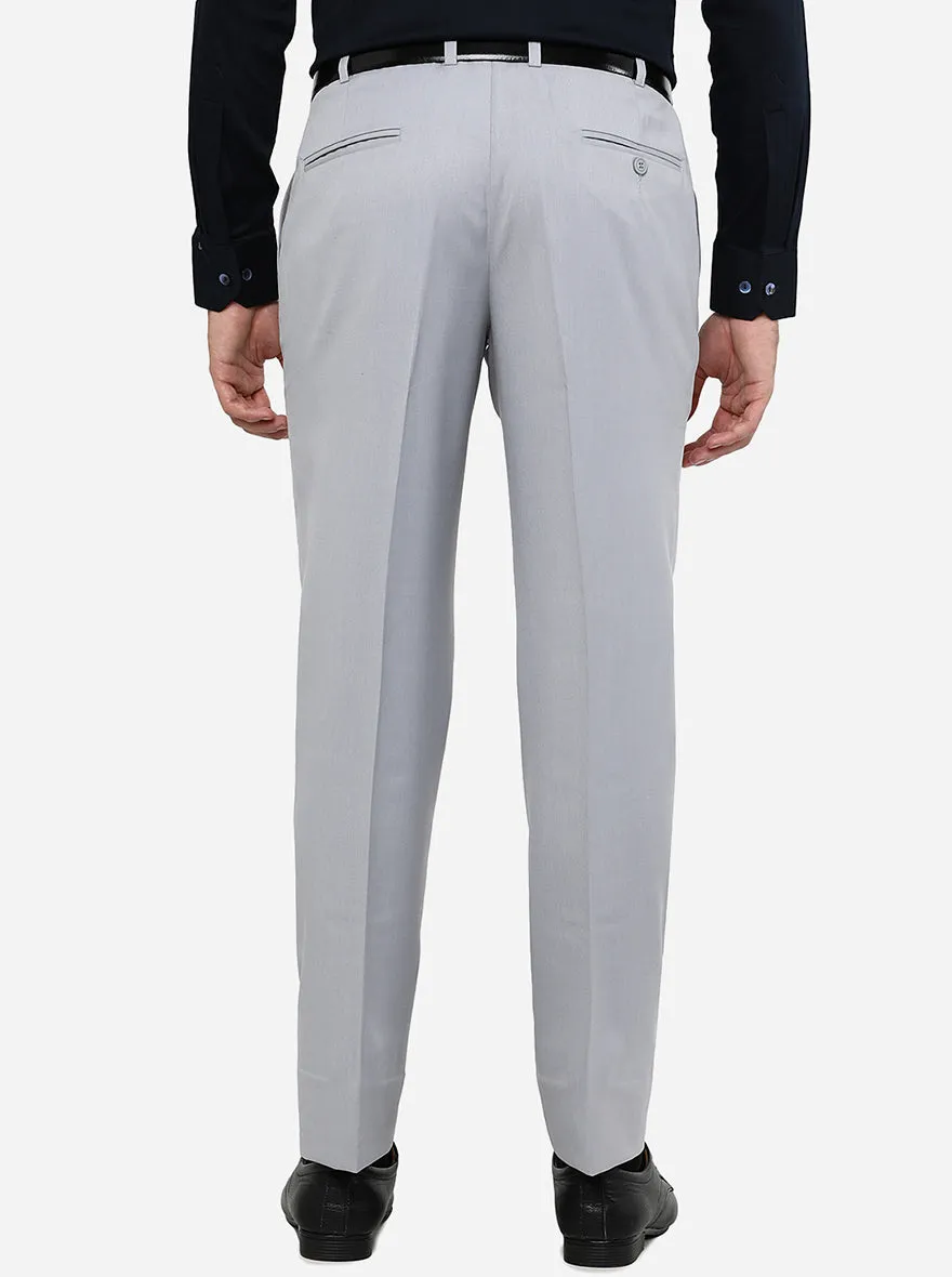 Light Grey Solid Classic Fit Formal Trouser | JadeBlue