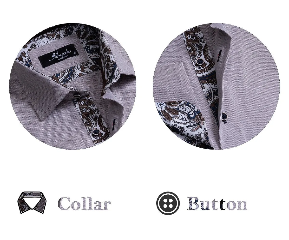 Light Purple Men's Slim Fit French Cuff Shirts with Cufflink Holes - Casual and Formal