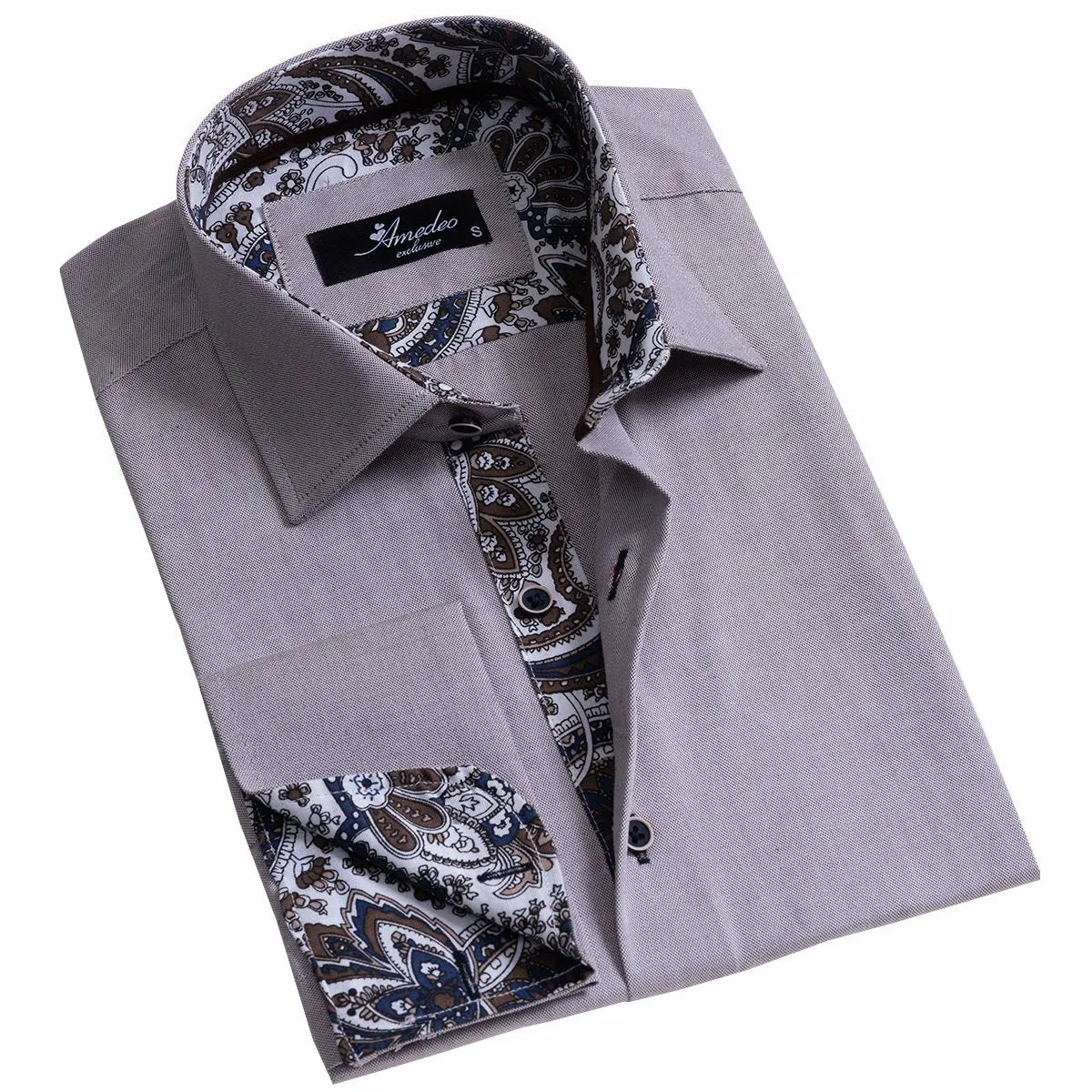 Light Purple Men's Slim Fit French Cuff Shirts with Cufflink Holes - Casual and Formal