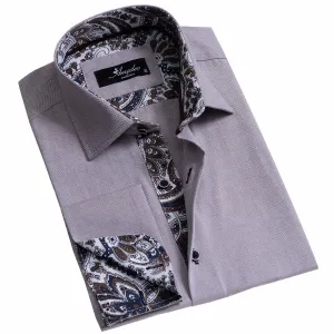 Light Purple Men's Slim Fit French Cuff Shirts with Cufflink Holes - Casual and Formal
