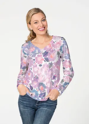 Lilac (16255) ~ French Terry V-neck Top