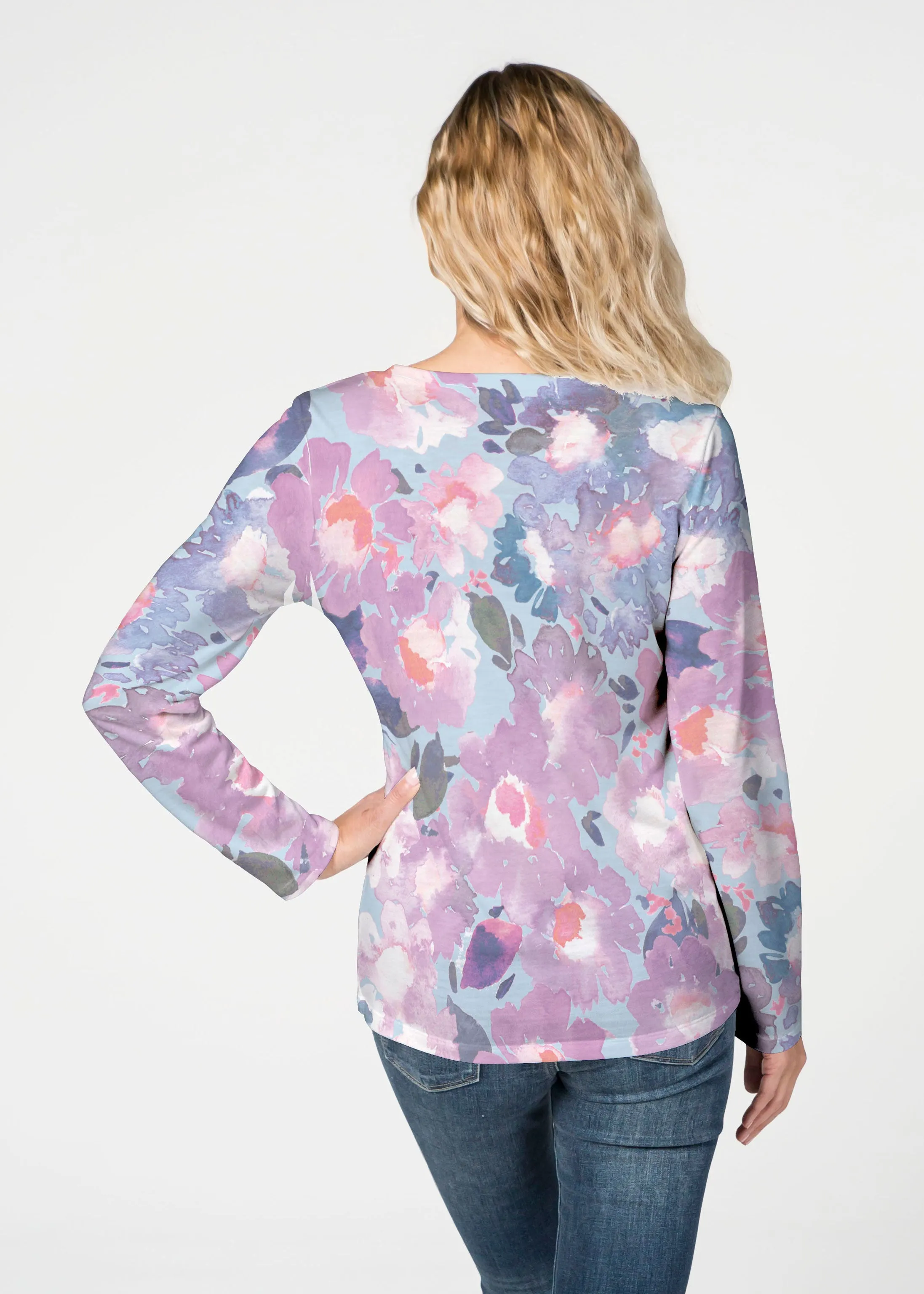 Lilac (16255) ~ French Terry V-neck Top