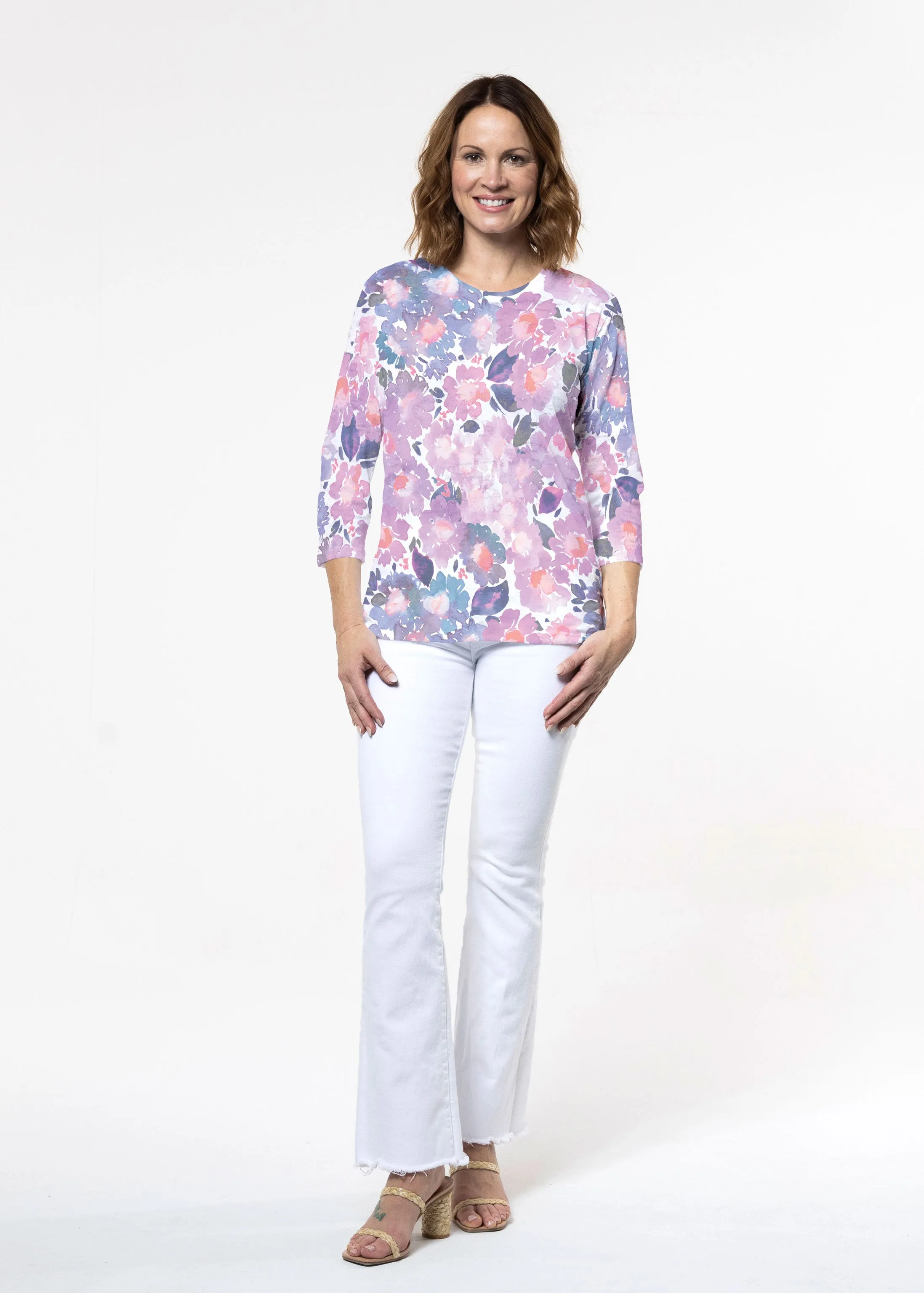Lilac (16255) ~ Signature 3/4 Sleeve Crew Neck Top