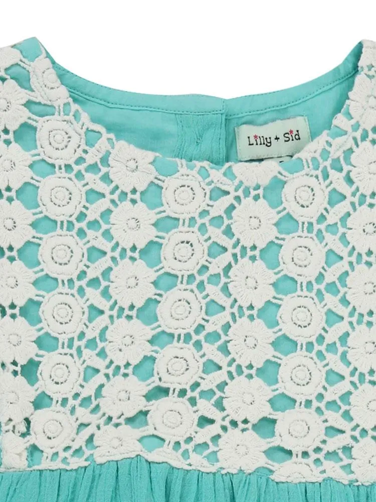 Lilly & Sid Organic - Mint Green & White Lace Baby & Little Girl Dress