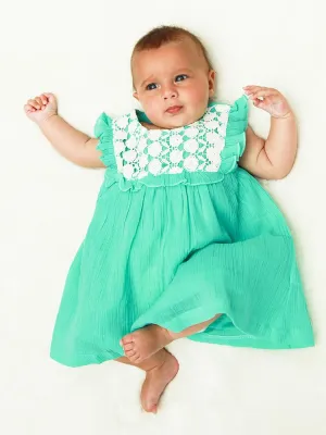 Lilly & Sid Organic - Mint Green & White Lace Baby & Little Girl Dress