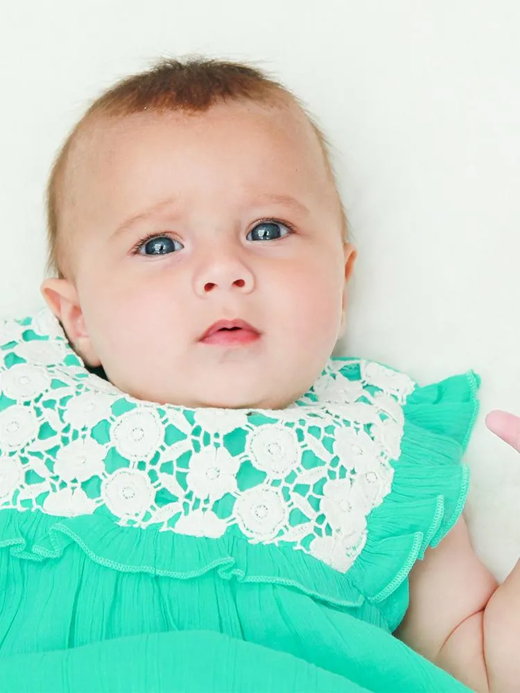 Lilly & Sid Organic - Mint Green & White Lace Baby & Little Girl Dress