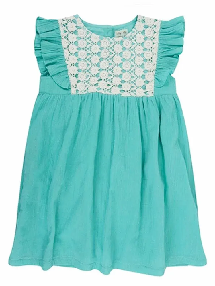 Lilly & Sid Organic - Mint Green & White Lace Baby & Little Girl Dress
