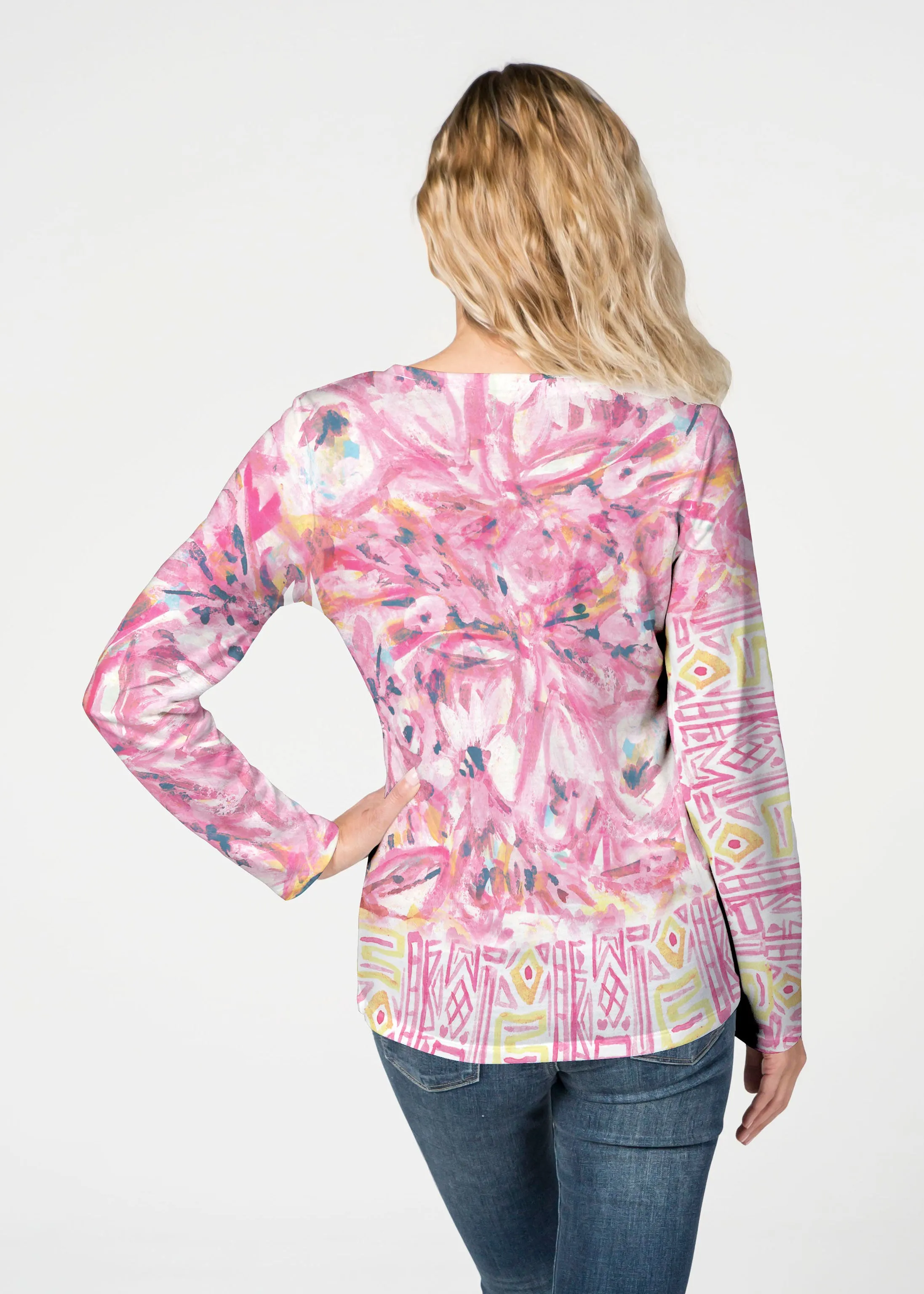 Lilly Pink (17250) ~ French Terry V-neck Top
