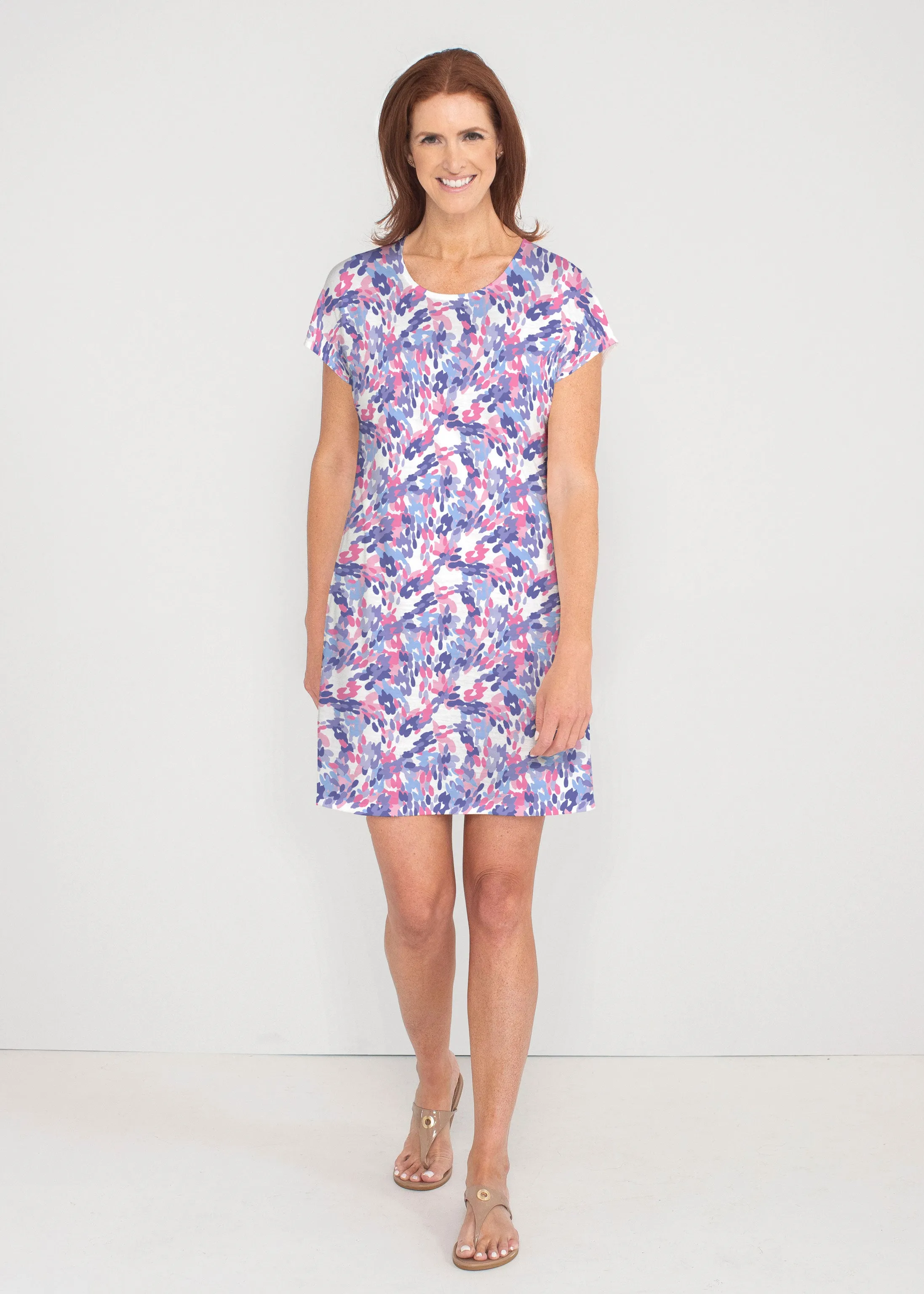 Lillypad Pink (10190) ~ French Terry Short Sleeve Crew Dress
